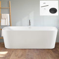 FerdY Maui 67" Acrylic Freestanding Bathtub, Contemporary Elegant Design Soaking Tub with Minimalist Linear Design Overflow and Matte Black Drain, Easy to Install