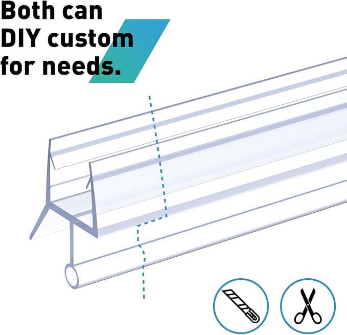Shower Door Bottom Seal,2 PCS 1/2" X 36" Shower Door Sweep for 1/2 Inch Glass,Frameless Glass Door Seal Strip to Seal 12mm Gap - Stop Shower Leaks and Create a Water Barrier