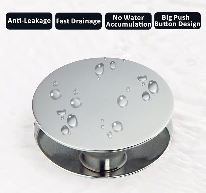 Artiwell Universal Bathroom Sink Drain Stopper, Fits Most Pop-Up Drains for Vessel Sink Lavatory Vanity, Sink Drain Strainer with Detachable Hair Catcher, Tested by Plumber in US (Chrome Plated)