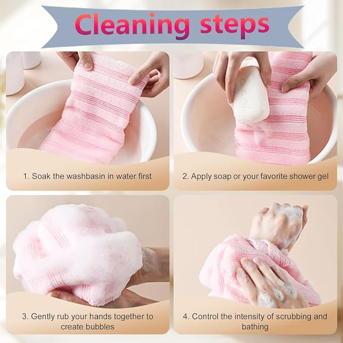 3PCS Exfoliating Shower Towel,2026 New Premium Scrub Wash Back Bath Cloth for Body Face,Exfoliating Washcloth Back Body Scrubber for Home（#Striped）
