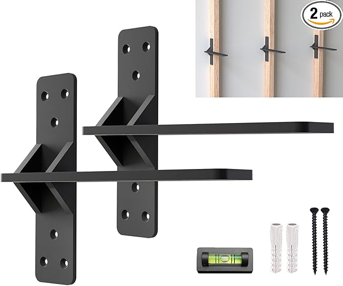 14 inch Floating Countertop Support Brackets by Balin Designs, Free hanging Floating Shelf Brackets Heavy Duty, Invisible Wall Shower Bench T Support for Vanities, Granite Countertops, (2 pack)