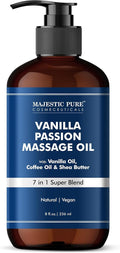 MAJESTIC PURE Vanilla Passion Massage Oil for Massage Therapy - Refreshing, and Relaxing - Natural Oils with Vanilla Oil, Coffee Oil & Shea Butter - for All Skin Types - Men and Women - 8 fl oz