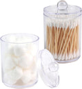 2 Pack Acrylic Qtip Holder Dispenser,Bathroom Canisters Apothecary Jar Set, Vanity Makeup Storage Organizer Set,10 oz