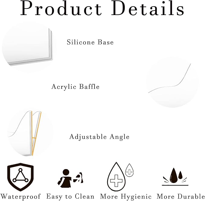 Shower Splash Guard Set Acrylic Shower Water Barrier Corner Splash Protector for Bathtub Keep Water Inside Shower Prevent Water Splashing Ideal for Sink Bathtub and Basin Use (Transparent)