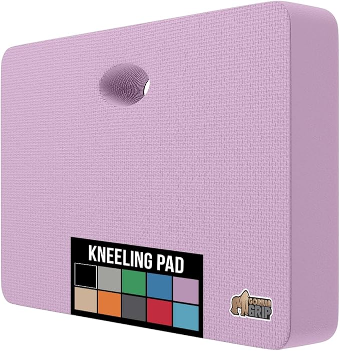 GORILLA GRIP Extra Thick Patent Pending Soft Foam Kneeling Pad, Supportive Large Cushion Knee Pads for Gardening, Baby Bath Time, Dirt and Water Resistant, Workout and Garden Supplies, 17.5x11, Purple