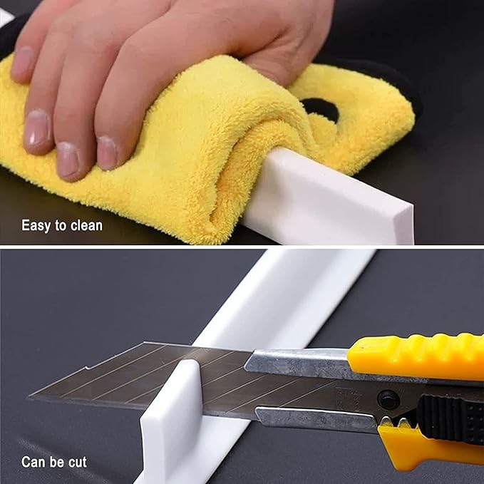 Collapsible Shower Water Guard Water Splash Guard Water Dam Barrier Shower Threshold for Shower Stall, Stay Dry Retainer for Wet and Dry Separation for Bathroom (98in)