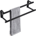 BAGNOLUX Double Towel Bar, SUS304 Towel Racks for Bathroom Wall Mounted 2-Tiers Ladder Towel Rails, Space Saving Bathroom Towel Holder Shelves Rack, Long Towel Hanger (16“-Round-Matte Black)