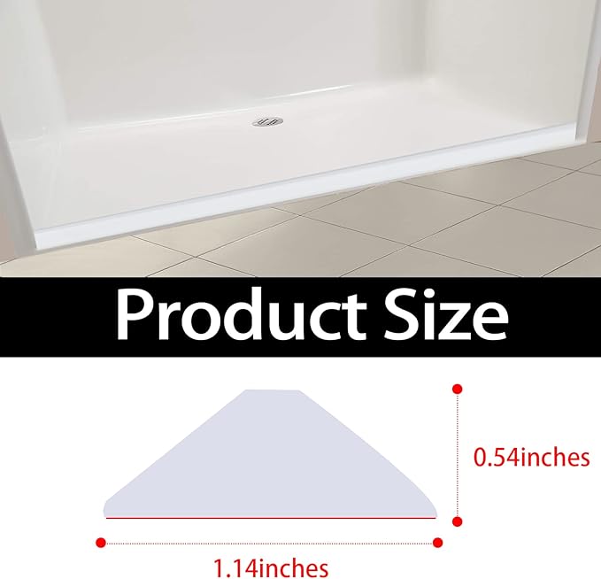 Raycity Collapsible Shower Threshold Water Dam Barrier,Shower Door and Kitchen Water Strip Dam Shower Guard for Dry And Wet Separation Caulk Seal Strip Edge Trim(39Inches/White)