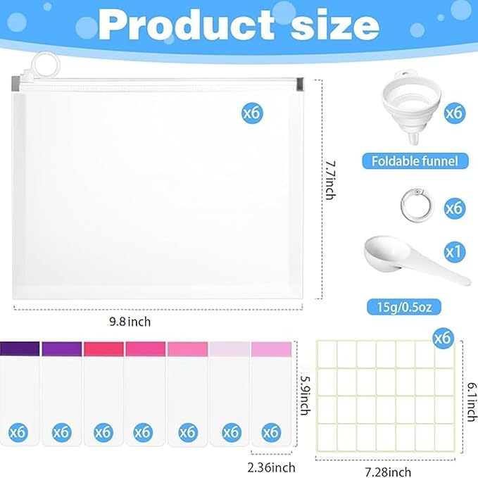 67pcs Protein Powder Travel Container Set 42 Single Dose Bags 6 Large Reusable Supplement Containers Portable Zip Pouches with Funnels Spoons Labels for Travel Gym Bath Salts Storage(Pink Purple)