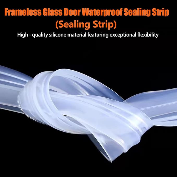 Frameless Soft Shower Door Sweep Seal Drip Rail, Glass Shower Silicone Door Seal Strip,Weatherproof Silicone Seal Fit for Glass (H Type, 8mm (5/16"))