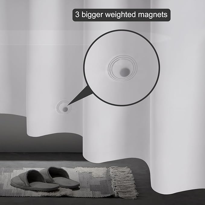 UFRIDAY Frosted Shower Curtain Liner 70 x 72 Inches, PEVA Plastic Waterproof Vinyl With 3 Big Magnets for Bathroom