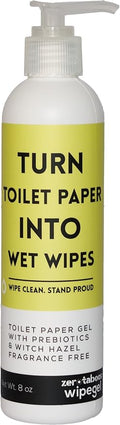 Wipegel | Witch Hazel Cleansing Gel with Prebiotics | Turns Toilet Paper into Gentle, Flushable Wipes | For Sensitive Skin & Daily Freshness | Up to 400 Uses | Fragrance-Free & Septic Safe