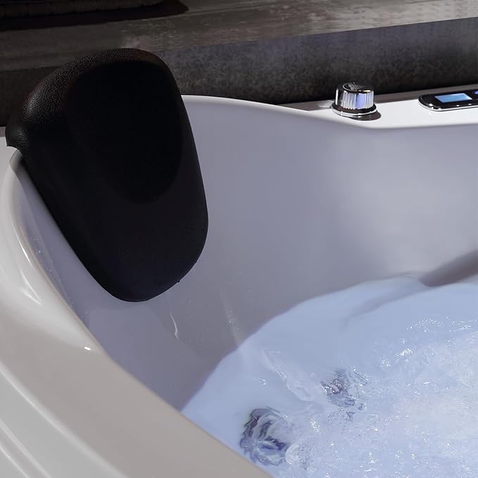 Empava 59" Corner Whirlpool Bathtub for 2-Person, Luxury Jetted Spa Tub with 10 Hydro Massage Jets, Built-In Heater, Chromatherapy LED Lights & Constant Heat System, ETL Certified Acrylic Tub