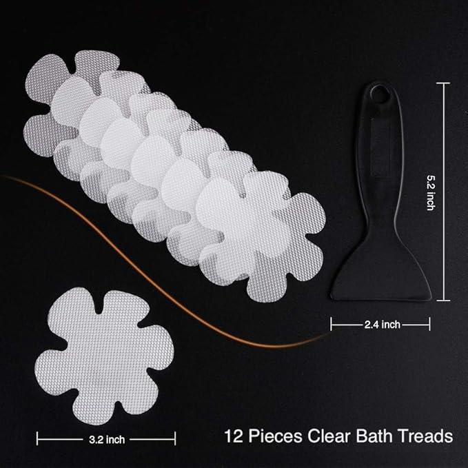 24PCS Original Bathtub Stickers Non-Slip, Safety Shower Treads Adhesive Appliques with Premium Scraper