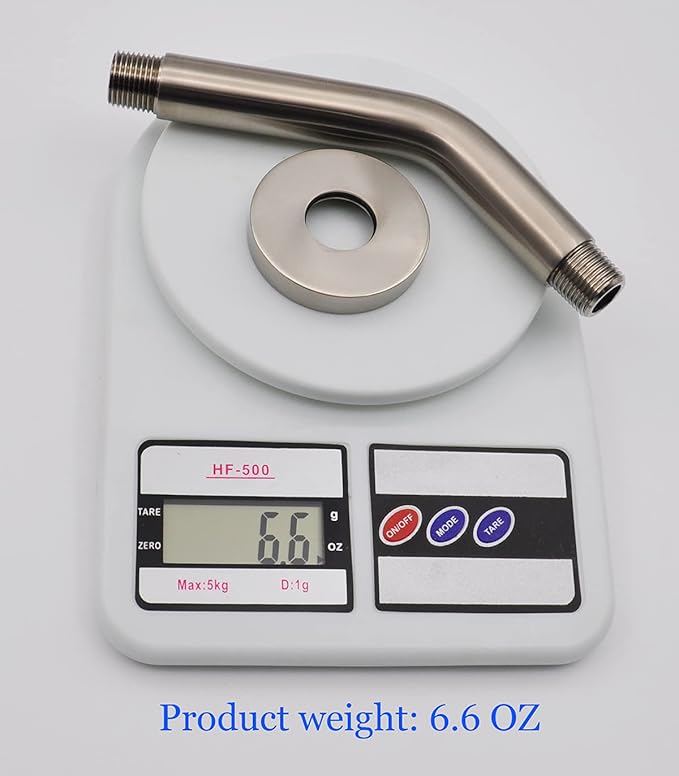 Aquaiaw Only Produce and Sell Solid Brass Shower Arms. Aquaiaw Shower Arm and O-Ring Flange, 6 inch, Solid Brass, Round, Both 1/2 NPT Tapered Threads, PVD Brushed Nickel Wall Mount Shower Head Arm