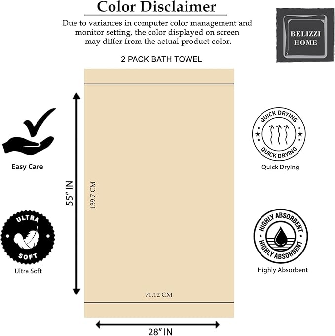 Elvana Home Cotton 2 Pack Oversized Bath Towel Set 28x55 inches, Large Bath Towels, Ultra Absorbant Compact Quickdry & Lightweight Towel, Ideal for Gym Travel Camp Pool - Dark Purple
