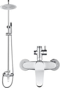 AmazonBasics Outdoor Shower Fixtures - Total Complete Shower Kit, Chrome Finish with SS304 Handheld High Pressure Shower Head, 2-Functions