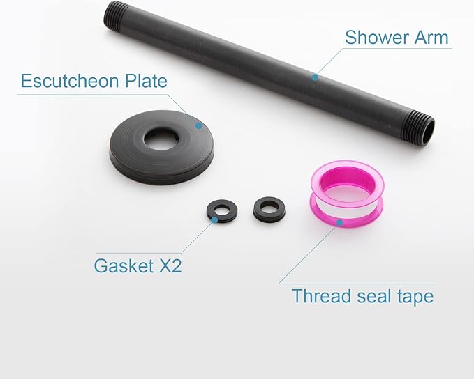 OFFO Shower Arm with Flange, 10 in Oil Rubbed Bronze Ceiling Mount Replacement Rain Shower Head Straight Arm Ceiling-Mounted For Fixed Shower Head & High Pressure Rain