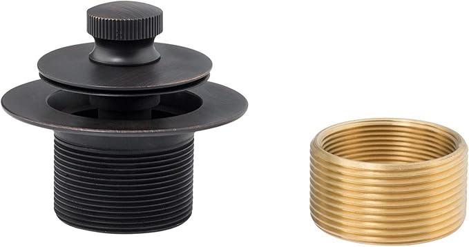 Artiwell Lift & Turn Tub Trim Set with Two-Hole Overflow Faceplate, All Brass Bathtub Conversion Kit Assembly with 2-Hole Overflow Face Plate and Universal Fine/Coarse Thread (Oil Rubbed Bronze)