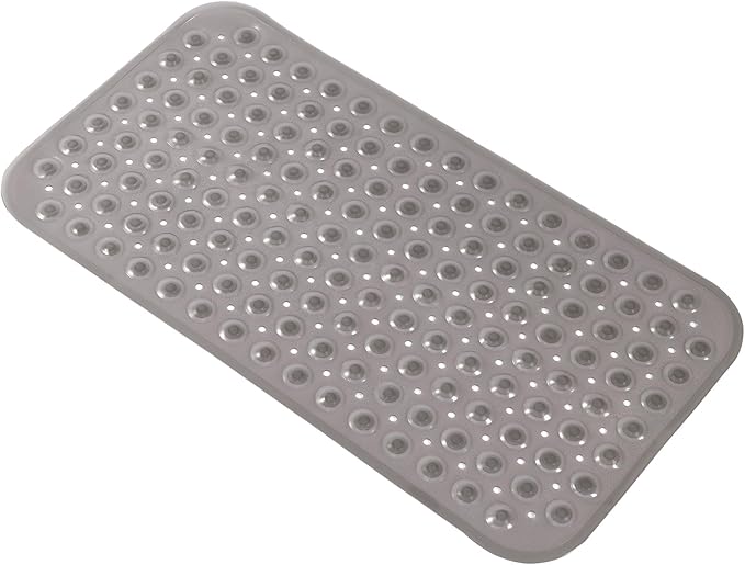 Anti-Slip Bathtub Shower mat, 27.5×14.5（Approximately 70×37cm） inch Soft Oversized Machine Washable Non-Slip Bathtub mat with Drainage Holes, Bathroom Floor Suction Cup.（1-Clear Gray）