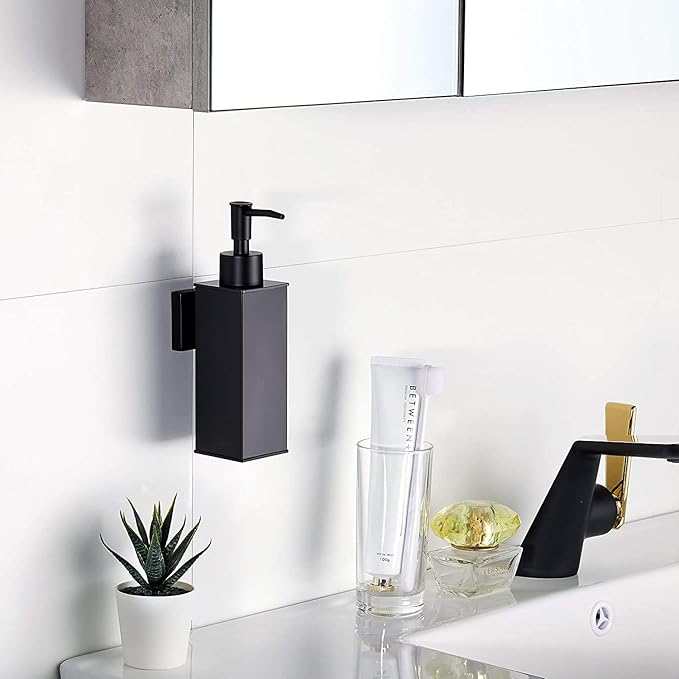 BGL Soap Dispenser Stainless Steel 304 Wall Mount Black Liquid and Soap Dispenser for Kitchen and Bathroom