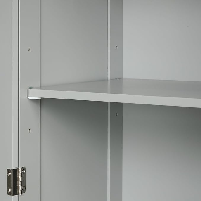 Favfurish 68" Tall Bathroom Storage Cabinet with Door and 2 Drawer,Modern Linen Cabinets w/Adjustable Shelf & Magnetic Door Stopper,Freestanding Organizer for Bath Room,Study,Office,Kitchen Grey