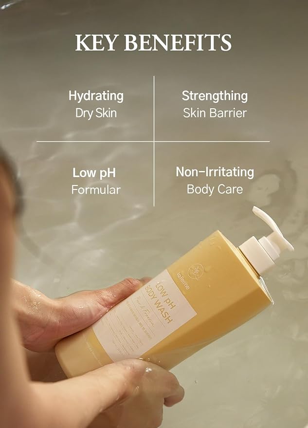 laferme Low pH balanced Gentle Korean Body Wash with Natural & Organic Ingredients, Hypoallergenic for Sensitive Skin, Moisturizing & Hydrating for Dry Skin, For Women & Men, 33 Fl Oz, Lavender Musk