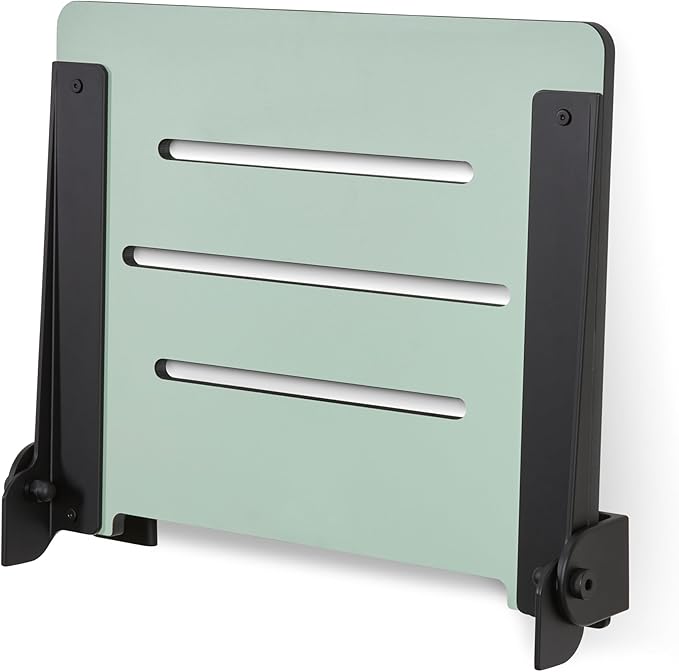 18 inch Silhouette Slimline Folding Wall Mount Shower Bench Seat, Sea Green Seat with Matte Black Frame