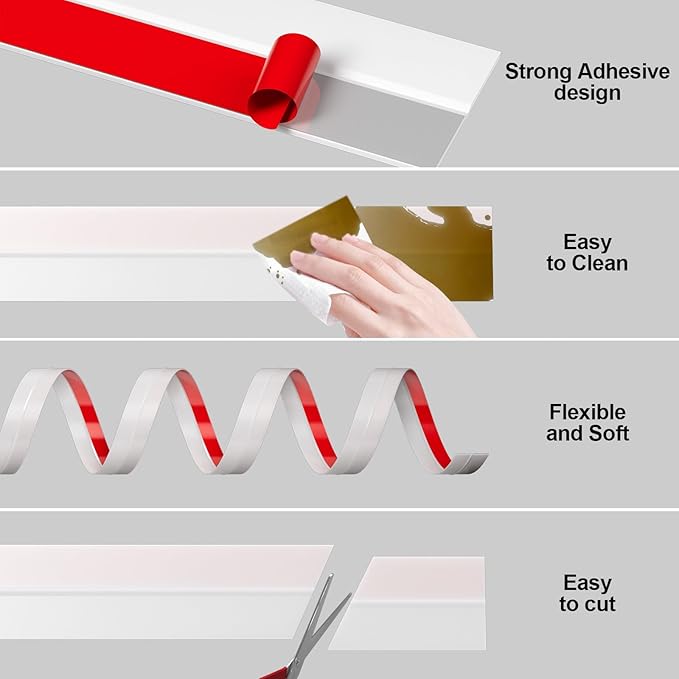 Heavy-Duty 2Inch (W) x 36FT(L) Door Weather Stripping, Extra Thick 2mm Door Draft Stopper Silicone Seal Strip, Draft Seal Tape for Doors Windows and Shower Glass Gap