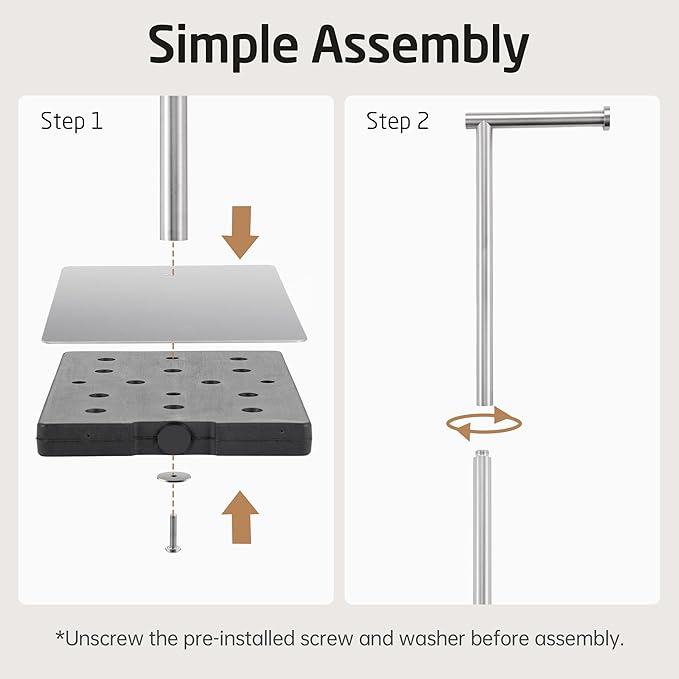 KES Freestanding Toilet Paper Holder Stand 26.2 Inch, Toilet Paper Roll Holder for Bathroom Floor SUS304 Stainless Steel Brushed Steel, BPH286S66A-2