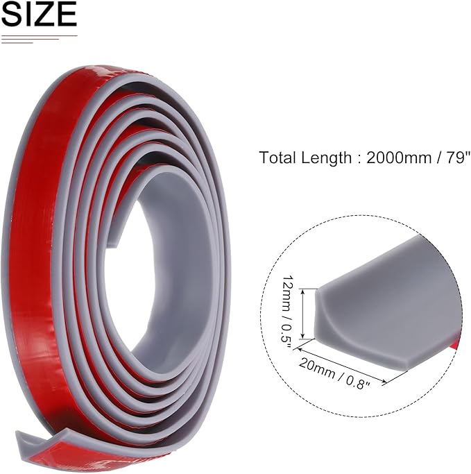 79"x0.8"x0.5" (LxWxH) Collapsible Shower Barrier Stopper - 1 Pack - Good for Bathroom Kitchen - L Shape Water Splash Guard Blocker - Gray