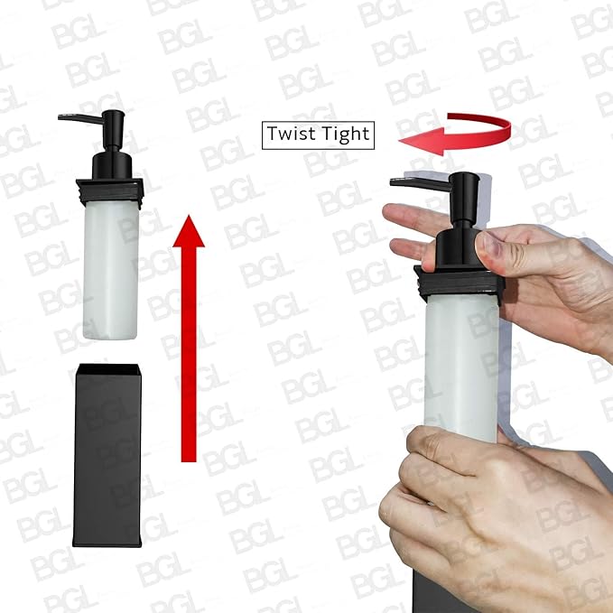 BGL Soap Dispenser Stainless Steel 304 Wall Mount Black Liquid and Soap Dispenser for Kitchen and Bathroom