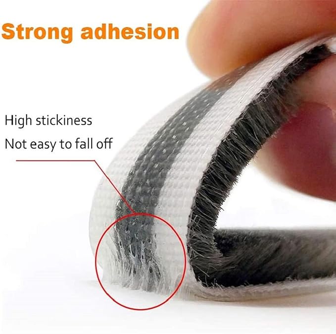 Weather Stripping Door Seal Brush for Sliding Windows/Doors Frame Side,Pile Self Adhesive Weatherstrip Seal Strip Soundproof Sealer Draft Stoppers(33ft 0.35''Wide x 0.2''Thick, Gray)