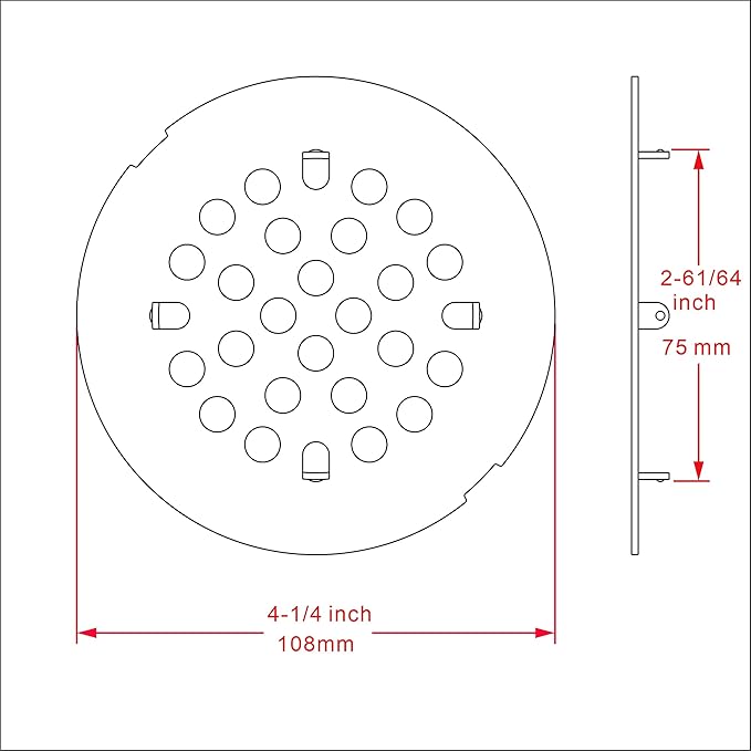 rrajj 4-1/4 (4.25) Inch(108mm) Round Snap-in Shower Floor Drain Cover Replacement Cover (Antique Copper)
