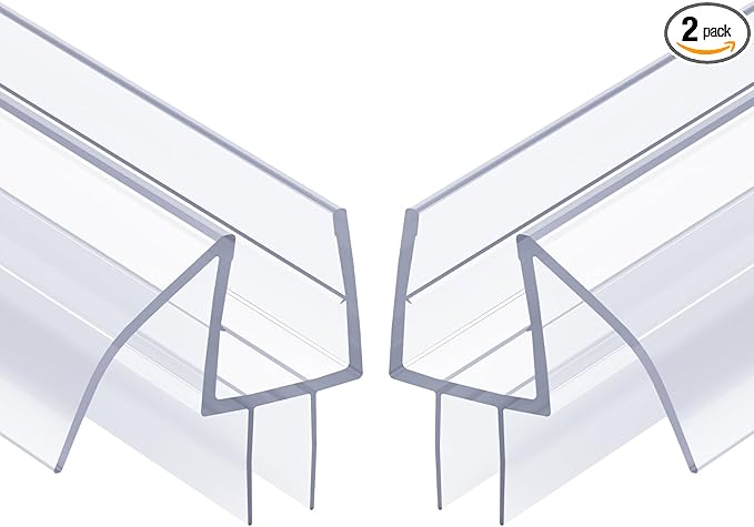 AmazerBath Frameless Shower Door Bottom Seal 39 inch (Set of 2) - Clear, Suitable for 3/8 Inch Glass, Modern Style