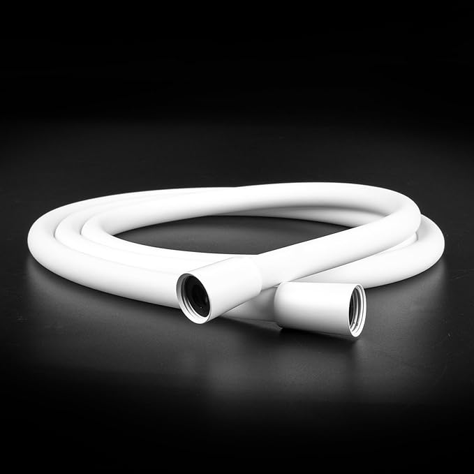 Premium Silicone Shower Head Hose, Kink-Free Handheld Extension, RV Replacement, 60 Inches, White