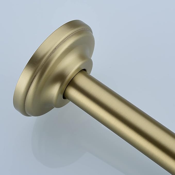 6 Inch Brushed Gold Angled Shower Arm with Flange, Stainless Steel Curved Shower Head Pipe Wall Mounted Extension Shower Neck Rain Rod