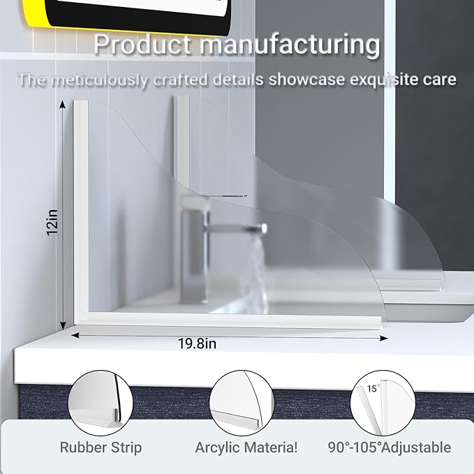 Shower Splash Guard Kit - Large Size Thickened Water Blocker with Extra-Strong Adhesive for Walk-in Shower/Bathroom/Bathtub/Kitchen Sink - Acrylic Plate Pack of 2(10"x12")