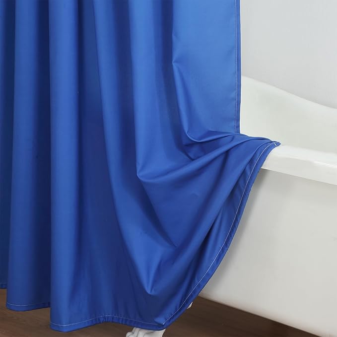 Extra Long Fabric Shower Curtain, Royal Blue Microfiber Cloth Shower Curtains for Bathroom, Modern Waterproof Bathroom Curtains, 72" W x 84" H