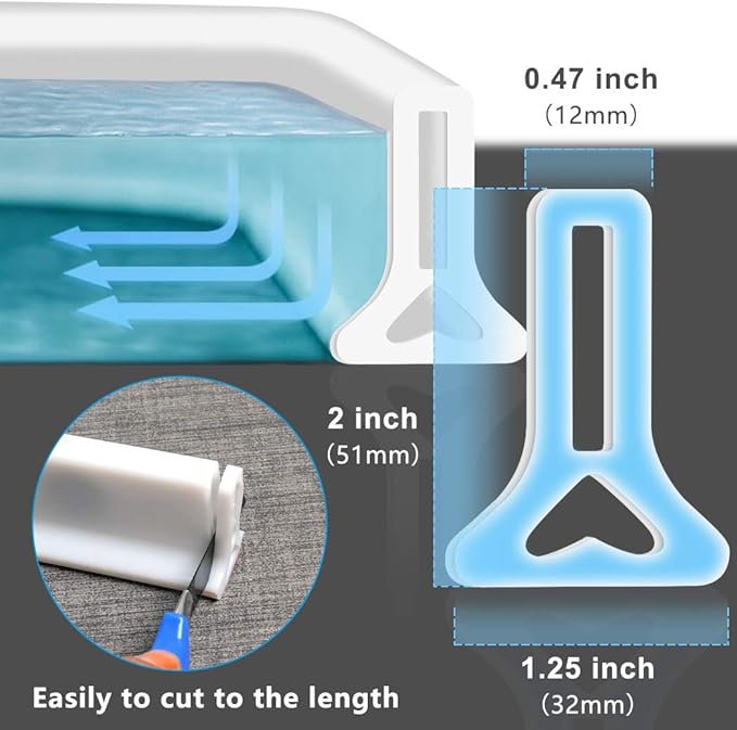 39 Inch Shower Threshold Water Dam Collapsible Bath Shower Barrier Water Stopper Retention System Dry and Wet Separation for Bathroom Kitchen and More (3.3ft)