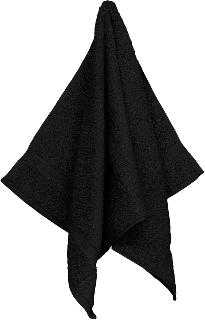 Monogrammed Hand Towel, Personalized Initial Gift, Extra Absorbent 100% Turkish Cotton - Soft Terry Finish - Set of 2 - Gold Block Initial A - Embroidered on Black Towels