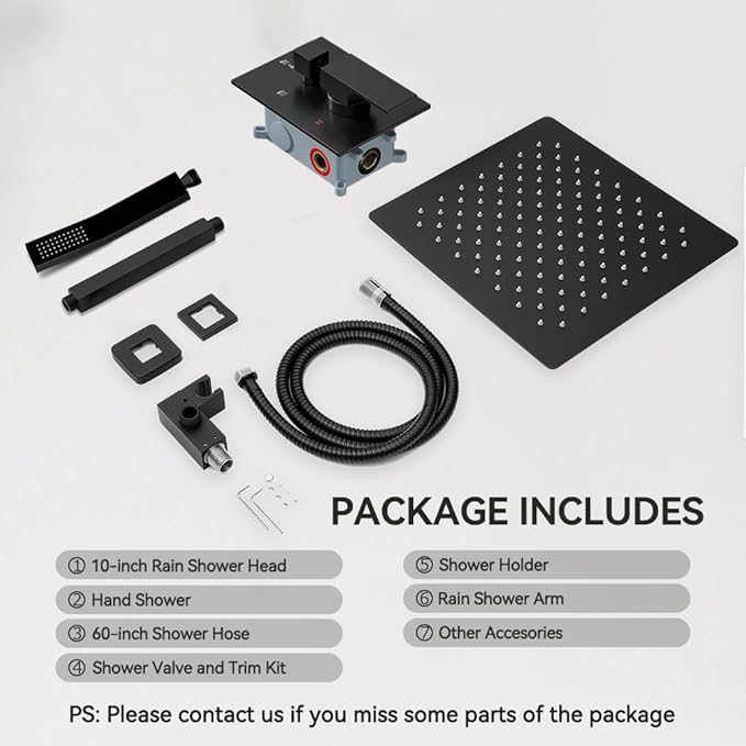 Shower Faucet Set Matte Black Shower System, Starbath 10" Rain Shower Head and Handheld Spray Shower Set Complete Ceiling Mounted,2 Way Pressure Balance Shower Valve and Trim Kit Included