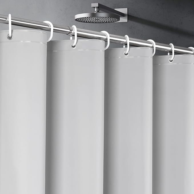 UFRIDAY Grey Stall Shower Curtain Liner Premium PEVA 60 x 72 inch,Heavy Duty Shower Curtain with 3 Weighted Magnets, Plastic Waterproof Gray Shower Curtains for Bathroom with 10Hooks