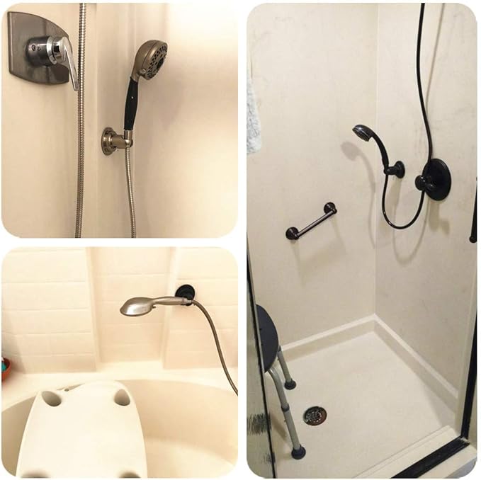 JiePai Vacuum Suction Cup Shower Head Holder,Adhesive Suction Handheld Shower Holder Bracket,Removable Wall Mount Head Holder for Bathroom,Oil Rubbed Bronze