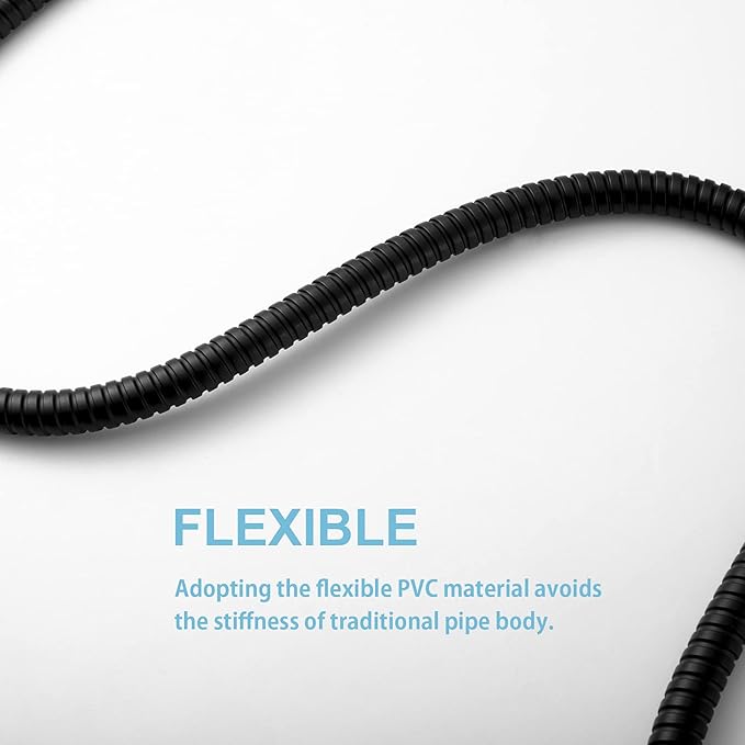 OFFO Shower Hose, 100 in Kink Free Stainless Steel Shower Hose Attachment Electroplating Handheld Shower Head Hose Flex Hoses Extension with Brass Insert & Nut for Pet Bathing Cleaning, Matte Black