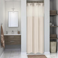 Stall No Hooks Needed Linen Textured Shower Curtain with Snap-in Fabric Liner Set,Hotel Luxury Decor Shower Curtains for Bathroom with Mesh Top Window,Waterproof & Washable,36Wx74H,Cream