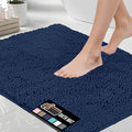 GORILLA GRIP Bath Rug Mat 42x24, Soft Absorbent Chenille, Quick Dry Microfiber Mats, Rubber Backing Washable Shower Floor Rugs, Bathmat Runner, US Designed Bathroom Home Decor Accessories Navy Blue
