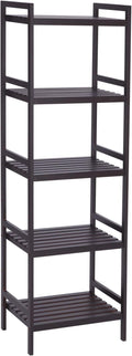 SONGMICS Adjustable Storage Shelf Rack, 5-Tier Multifunctional Shelving Unit Stand Tower, Bookcase for Bathroom Living Room Kitchen 17.7 x 12.4 x 55.9 inches, Holds up to 132 lb, Brown UBCB75BR