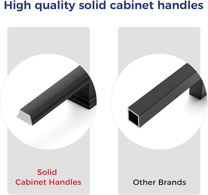 Ravinte Hardware 30 Pack Matte Black Cabinet Pulls, 5 Inch (128mm) Hole Center Zinc Alloy Drawer Handles for Kitchen Cabinets, Cupboards, Dressers, Square Solid Metal Hardware