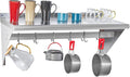 Hally Stainless Steel Shelf with 6 Hooks 18" x 36" Wall Mounted Pot Rack 350lb, NSF Commercial Floating Shelving for Storage Hanging Pots, Pans, cookware in Restaurant, Kitchen, Home and Hotel